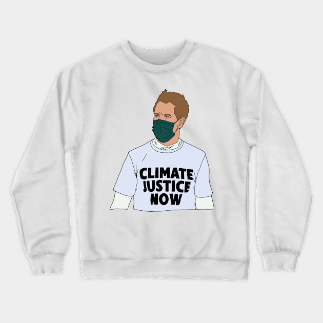 Sebastian Vettel- Climate Justice Now Crewneck Sweatshirt by crashstappen